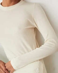 MONROW Supimafine Rib Long Sleeve Crew OFFWHITE Fashion